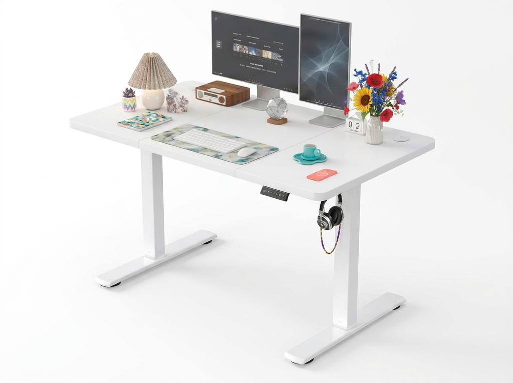Pack Ergo — Bureau + fauteuil + repose-pieds + tapis anti-fatigue