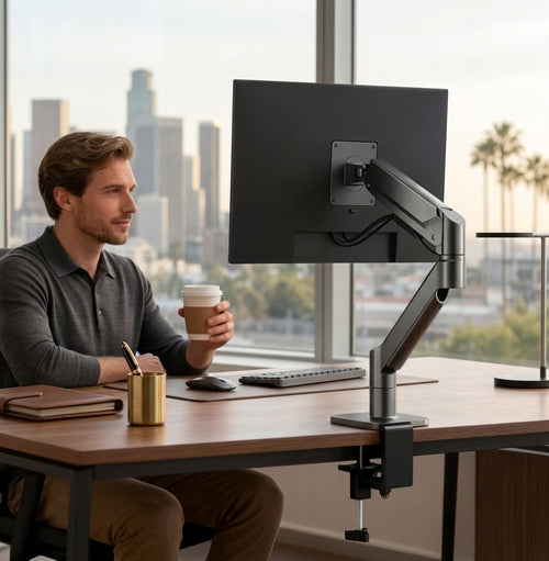 Bras de moniteur simple à fixation bureau
